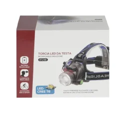 TORCIA LED DA TESTA FRONTALE RICARICABILE INDUZIONE CREE T6 REGOLABILE DT-2169