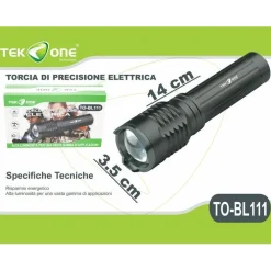 TORCIA LED TEKONE TO-BL111 CON ZOOM A BATTERIA RICARICABILE LUCE DI PRECISIONE