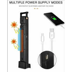 TORCIA PORTATILE LAMPADA DI EMERGENZA RICARICABILE USB SOLARE 45LED LUCE BIANCA