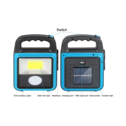 TORCIA SOLARE PORTATILE MULTIFUNZIONE RICARICABILE LANTERNA DA CAMPEGGIO IP65
