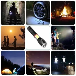 TORCIA TATTICA MILITARE ZOOM COB RICARICABILE ALTA LUMINOSITA' T6 LED TE-B0044