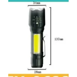 TORCIA TATTICA USB RICARICABILE A LED ZOOM TELESCOPICO ESCURSIONI PESCA TX-9633