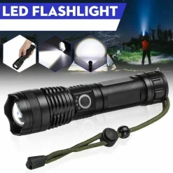 TORCIA TATTICA/MILITARE LED CREE T6 RICARICABILE ZOOM DOPPIA BATTERIA A90-P50