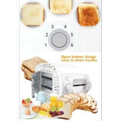 TOSTAPANE PER 2 FETTE 750 W 6 LIVELLI FUNZIONE SCONGELAMENTO TOAST BIANCO