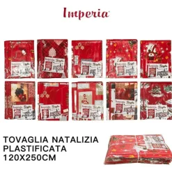 TOVAGLIA COPRITAVOLO NATALE PLASTIFICATA ANTIMACCHIA VARIE FANTASIE MIS. 120*250
