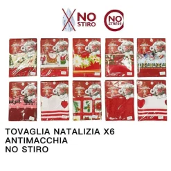 TOVAGLIA NATALIZIA ANTIMACCHIA NO STIRO IMPERMEABILE VARIE FANTASIE 6 POSTI