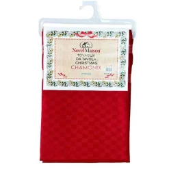 TOVAGLIA NATALIZIA ANTIMACCHIA IMPERMEABILE CHRISTMAS TESSUTO ROSSO 6 POSTI