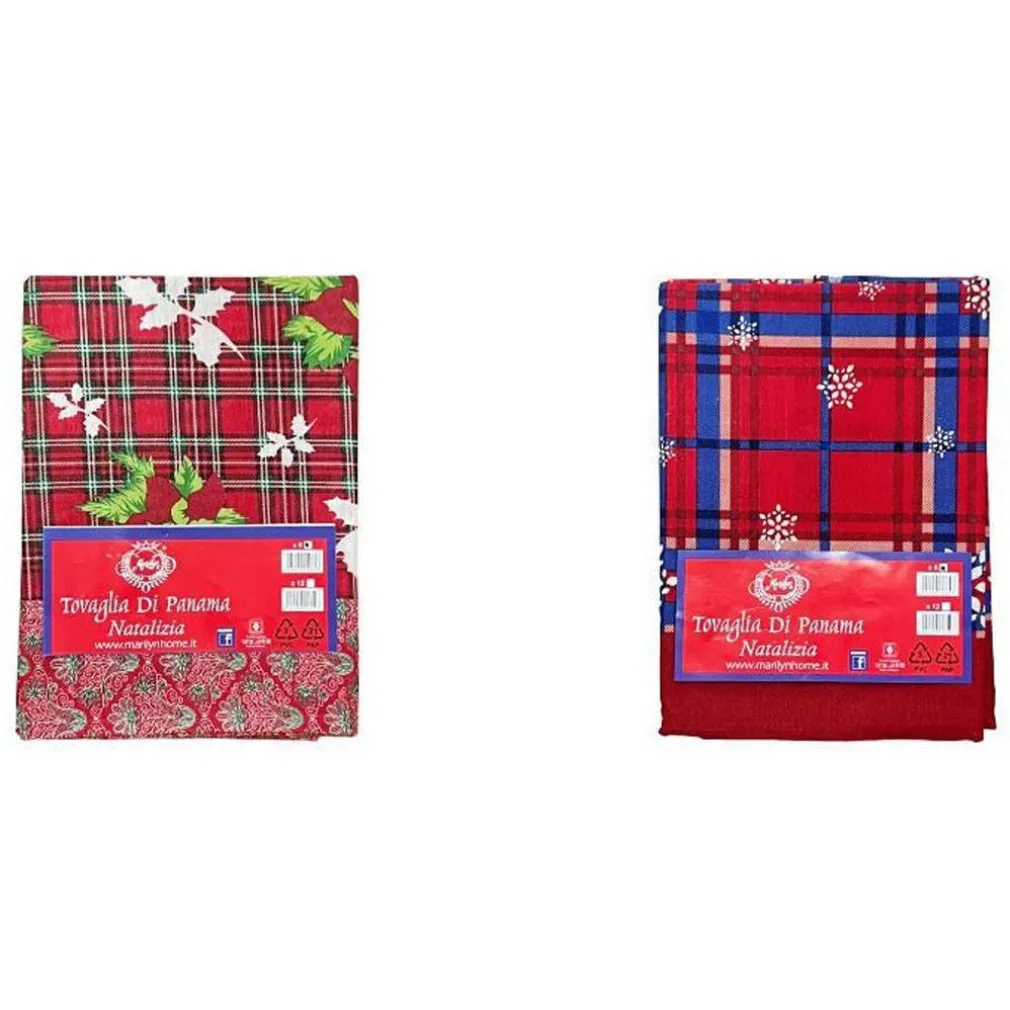 TOVAGLIA NATALIZIA PANAMA TESSUTO RESISTENTE TEMA NATALE VARIE FANTASIE 6 POSTI
