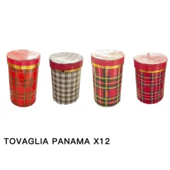 TOVAGLIA NATALIZIA TESSUTO PANAMA CON BOX TEMA NATALE VARIE FANTASIE 12 POSTI