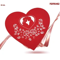 TOVAGLIETTA 33 CM FORMA CUORE INNAMORATI IN TESSUTO ROSSO SAN VALENTINO 95462