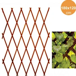 TRALICCIO RETE ESTENSIBILE LEGNO SCURO PER PARETE DA GIARDINO PIANTE 180X120cm