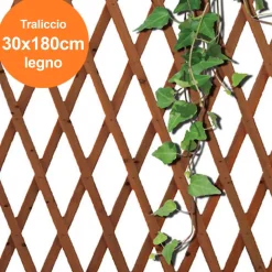 TRALICCIO RETE ESTENSIBILE IN LEGNO SCURO PER PARETE DA GIARDINO PIANTE 180X30cm