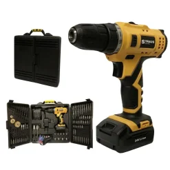 TRAPANO AVVITATORE A DOPPIA BATTERIA AL LITIO 24V + 92 ACCESSORI CON VALIGIA