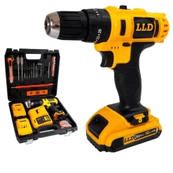 TRAPANO AVVITATORE A PERCUSSIONE DOPPIA BATTERIA LITIO 24V VALIGIA 16 ACCESSORI