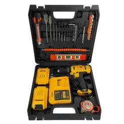 TRAPANO AVVITATORE A PERCUSSIONE DOPPIA BATTERIA LITIO 26V VALIGIA 35 ACCESSORI