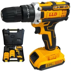 TRAPANO AVVITATORE A PERCUSSIONE 24V DOPPIA BATTERIA A LITIO + VALIGETTA DW24I