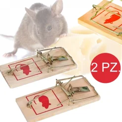 TRAPPOLA PER TOPI TOPOLINI CLASSICA RAPIDA ED EFFICACE 2 PEZZI TRADIZIONALE