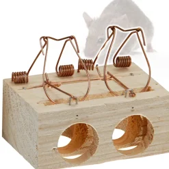 TRAPPOLA PER TOPI TRADIZIONALE CLASSICA IN LEGNO A 2 FORI RODITORI PEST CONTROL