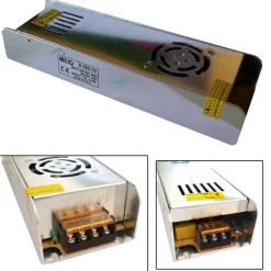 TRASFORMATORE ALIMENTATORE STABILIZZATO SLIM 220V-12V 20A 250W TRIMMER 20A 12V