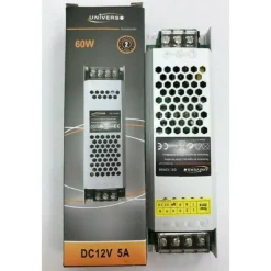 TRASFORMATORE ALIMENTATORE STABILIZZATO SLIM DC 12V 5A 60 W STRIP LED S-12V-60W