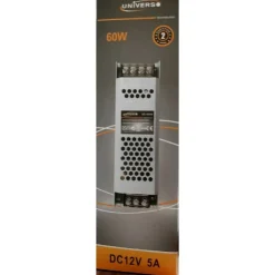 TRASFORMATORE ALIMENTATORE STABILIZZATO SLIM DC 12V 5A 60 W STRIP LED S-12V-60W