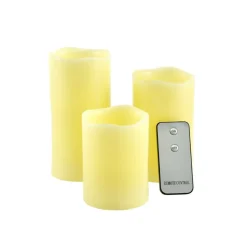 TRE CANDELE LED SENZA FIAMMA VERA CERA CON TELECOMANDO EFFETTO CANDELA ACCESA