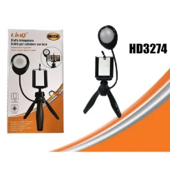 TREPPIEDI DA TAVOLO CON LUCE LED 3 INTENSITÀ GIREVOLE 360° PER SMARTPHONE HD3274