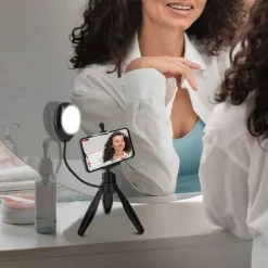 TREPPIEDI DA TAVOLO CON LUCE LED 3 INTENSITÀ GIREVOLE 360° PER SMARTPHONE HD3274