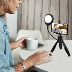 TREPPIEDI DA TAVOLO CON LUCE LED 3 INTENSITÀ GIREVOLE 360° PER SMARTPHONE HD3274