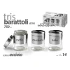 TRIS BARATTOLI BARATTOLINO 750ML 11X14CM VETRO SALE ZUCCHERO CAFFE 772016 ACCIAIO