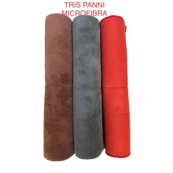 TRIS PANNI IN MICROFIBRA PER PULIZIA SPORCO VETRI ESTERNI INTERNI AUTO MULTICOLORE