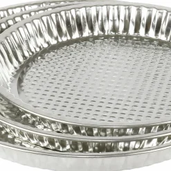 TRIS STAMPI PER CROSTATA TORTE DESSERT PASTICCINI IN LATTA 24/28/32 CM TEGLIE 007910A