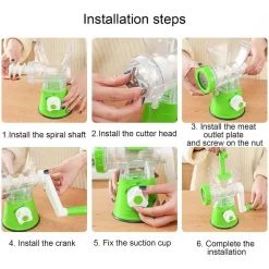 TRITATUTTO MANUALE MACININO PORTATILE A MANOVELLA IN ACCIAIO PER CARNE MANZO PESCE MAIALE