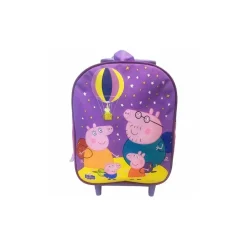 TROLLEY ASILO O DA VIAGGIO IN MICROFIBRA E PVC PEPPA PIG CON CARRELLO A 2 RUOTE