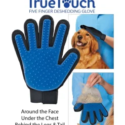 TRUE TOUCH GUANTO SPAZZOLA CARDATORE ELIMINA PELI MASSAGGIANTE PER CANI E GATTI