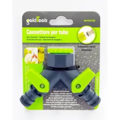 TUBO CONNETTORE A Y CON RUBINETTO 2 VIE RAPIDO UNIVERSALE PLASTICA GIARDINO 94752