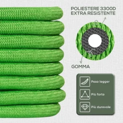 TUBO DA GIARDINO ESTENSIBILE ALLUNGABILE PISTOLA POMPA ANNAFFIATORE FINO A 22MT