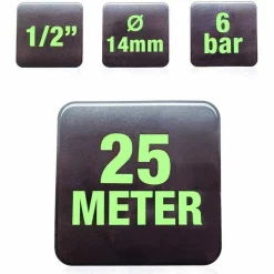 TUBO DA GIARDINO IN PVC 1/2 14MM 25MT POMPA ACQUA IRRIGAZIONE TERRAZZO