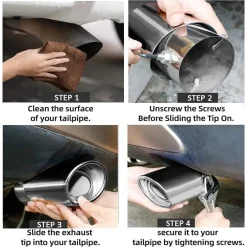 TUBO DI SCARICO PER AUTO TERMINALE USCITA TUBI DI SCAPPAMENTO MARMITTA CROMATA