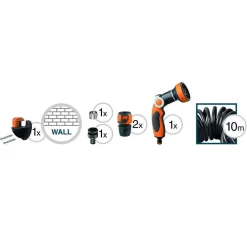 TUBO ESTENSIBILE DA GIARDINO TERRAZZO POMPA SPIRALE 10MT CON PISTOLA IRRIGAZIONE