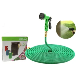 TUBO ESTENSIBILE FLESSIBILE IRRIGAZIONE GIARDINO MULTIGETTO PISTOLA 12 METRI