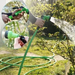 TUBO ESTENSIBILE GIARDINO 2,5-7,5 MT PISTOLA 7 FUNZIONI PER IRRIGAZIONE 9369405