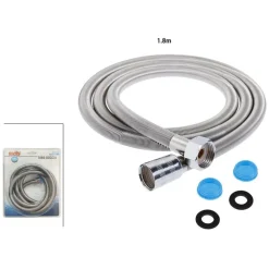 TUBO FLESSIBILE DOCCIA SOFFIONE DOCCINO VASCA BAGNO 1.8MT ANTIPIEGA ACCIAIO CROMATO 69228