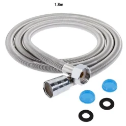 TUBO FLESSIBILE DOCCIA SOFFIONE DOCCINO VASCA BAGNO 1.8MT ANTIPIEGA ACCIAIO CROMATO 69228