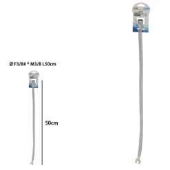 TUBO FLESSIBILE FLESSIBILI PER RUBINETTO MISCELATORE ACQUA ØF3/8 X M3/8 LUNGO 50CM 87966