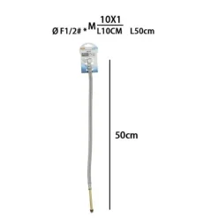 TUBO FLESSIBILE FLESSIBILI RUBINETTO MISCELATORE ACQUA 50CM F 1/2 X M10/1 69396