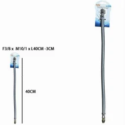 TUBO FLESSIBILE FLESSIBILI RUBINETTO MISCELATORE ACQUA 40 CM F3/8 X M10/1 87371
