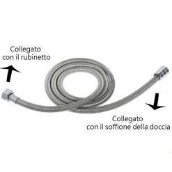 TUBO FLESSIBILE SOFFIONE DOCCINO PER DOCCIA VASCA BAGNO 2.5MT IN ACCIAIO CROMATO