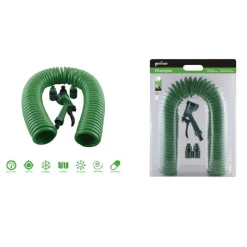 TUBO FLESSIBILE SPIRALE MOLLA 7.5MT CON PISTOLA INNAFFIARE GIARDINO POMPA 57517