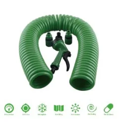 TUBO FLESSIBILE SPIRALE MOLLA 15MT CON PISTOLA INNAFFIARE GIARDINO POMPA 57519